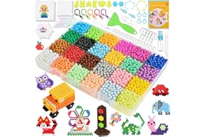 AUAUY Children's Water Fuse Beads Kit, Water Beads Refill Set, 4800 Magic Water Craft Beads 24 Colours, DIY Magic Water Beads for Children Beginners DIY Toys