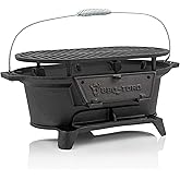 BBQ-Toro Gusseisen Grilltopf mit Grillrost | 50 x 25 x 23 cm | Hibachi Style Holzkohle Campinggrill | Holzkohle Campinggrill,