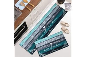7VSTOHS Kitchen Rug Set 2 Piece Non Slip，Washable Mats and Rugs for Kitchen, Hallway Runner Set, Dining Room, Entryway and Home Decoration Office 43x75 + 43x120 cm