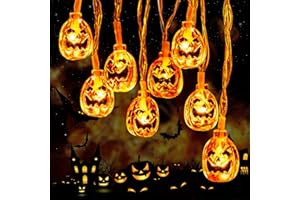 AGOTD Luci Halloween Decorazioni con Zucca, 3M 20 LED luci zucche, Catena Luminosa a Batteria per Decorazione Interno ed Esterno, Addobbi Halloween Casa