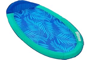 SwimWays Spring Float Original Pool Lounge Chair with Hyper-Flate Valve, Teal Palm