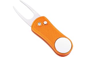 Mile High Life Metalowe składane narzędzie golfowe Divot z wyskakującym przyciskiem i magnetycznym znacznikiem kulkowym (wiele kolorów/kształtów)