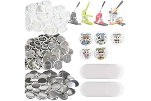 VEVOR 500 zestawów 5,7 cm 58 mm części do przypinania guzików, okrągłe części do przypinania guzików, zestaw zawiera metalową górę, przezroczystą folię, plastikowy/metalowy guzik i pusty papier na