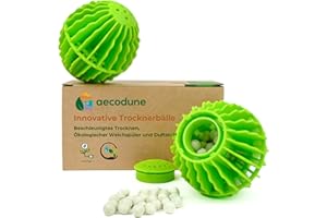 ‎AECODUNE aecodune Trocknerball Innovativ, 2x Wiederverwendbare Trocknerbälle – Verkürzt die Trocknungszeit – Weichspüler und Wäschedüfte – Natürliche Inhaltsstoffe und Sparsamkeit