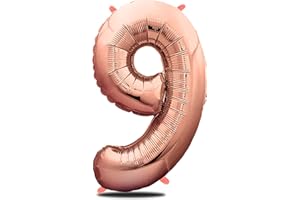 envami® Palloncini Compleanno 9 Anni Oro Rosa 101 CM - Palloncino Numero 9 - Numeri Gonfiabili Compleanno - Decorazioni Compleanno - Palloncino 9 Anni Compleanno - Vola con l'Elio