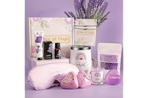 PEARSHEK Pamper Sets for Women Gifts, Best Friend Gifts, Self Care Package for Her, Relaxation Bath Set Gifts, Birthday Gifts for Women with Thermos(Lavender)