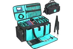 GISEO DJ Gig Bag, DJ Tasche DJ Kabel Datei Tasche DJ Gear Storage Organizer mit Abnehmbarer Gepolsterter Unterseite und Teilern, Reise Gig Bag für Kabel Sound Equipment DJ Gear Musiker Zubehör (Blau)