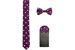WANYING Hombre 6cm Corbata & Pajaritas & Pañuelo de Bolsillo 3 en 1 Set Moda Casual Cool - Calavera Patrón