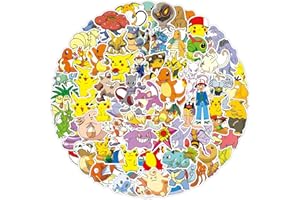 ‎YICOONUO Yicoonuo Pocketmonster Stickers Kinder, 100 Stück Wasserfeste Aufkleber Kinder für Skateboards, Helme, Water Bottle, Tablets, Schultaschen, Kühlschränke, Fahrräder, Türen, Tischplatten