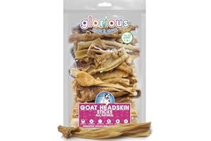 Glorious Treats and Chews Premium Natural Dog Chews and Treats - Long Lasting Goat Skin Sticks for Puppies - High Protein, Low Fat, Easily Digestible, Grain and Gluten Free - Supports Dental Health