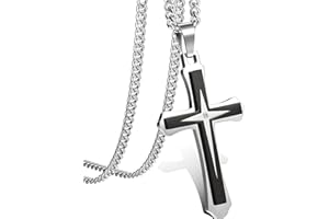 Adramata en Acier Inoxydable Croix Collier Pendentif pour Hommes 3.5MM Gourmette Chaîne Collier 22-30 Pouces
