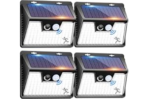 Peasur Solar Security Lights Motion Sensor, [4 Pack/140LED ] Solar Lights Outdoor Garden with 3 Modes, Wall Lights IP65 Waterproof Fence Lights for Outside Garage Yard Porch Step Deck