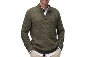 Comilaka Męskie swetry swetry dzianinowe stójka pulower bawełna na co dzień skręcona dzianina z długim rękawem guziki zima