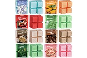 BARBAREN Cubos de cera de soja para quemador calentador de velas, tartas de cera veganas de larga duración, para uso doméstico y oficina, juego de regalo de fragancia hecha a mano para cumpleaños, 8 aromas