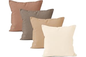 ENCASA XO Encasa Homes Fundas de Cojines 4 Piezas (45x45 cm) - Beige Combo - Lona de algodón teñida Forma sólida, Decorativa, Grande y Colorida, Lavable Funda Almohada para Sala de Estar, Dormitorio
