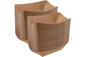 ZOENHOU Lot de 100 Plateaux en Carton Kraft, 165 x 120 x 25 mmm, Pour amuse-bouches, En papier, Pour fast-food, chips, collations, salades et apéritifs, Marron