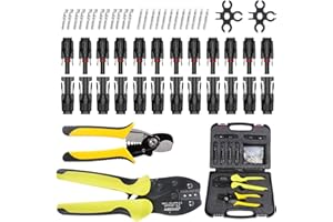 MXRPV Solar Crimpzange Set für 2.5/4/6mm² Solarpanel Solarkabel, 1x Crimpzange+1x Abisolierzange+12 Paar Solarkabel Stecker+12 Paar Männlich/Weiblich Solar Stecker+2xSolar Steckverbinder Schraubenschlüssel