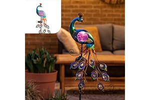 Gadgy Pavo Real Adornos de Jardín al Aire Libre - Luces Solares Impermeables al Aire Libre - Luces Solares de Jardín Adornos para Iluminación Sostenible - Luz Solar de Jardín - Decoración de Jardín