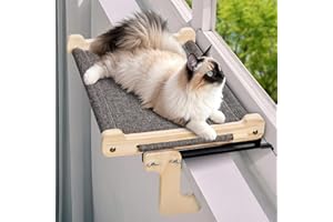 Zvonema Hamak dla kota, stabilne legowisko okienne, duży hamak drewniany, zdejmowany, wygodny do 30 kg