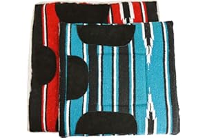 EKKIA WESTRIDE Gepolsterte Navajo Satteldecke, Pony, ca. 60 x 60 cm, rot/schwarz/weiß