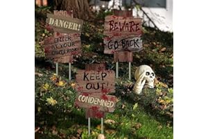 YUET 3 Piezas Señales de Advertencia de Halloween Decoracion Terror Carteles de Jardín de Halloween Yard Sign Decoraciones para el Césped Calle Cementerio Decoraciones Al Aire Libre Atrezzo