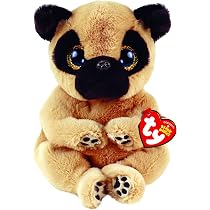 TY Beanie Bellies Clips Anello Porta Chiavi di Peluche, Mango Il Gattino con Gli Occhioni Verdi Glitter, Gli Animaletti di Peluche con Il Pancino