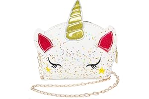 ETERSPR Borsa a Tracolla unicorno,Borsa Unicorno Bianco, Simpatica borsa a tracolla con unicorno, Borsa a Tracolla, Adatta per Rossetto, Cosmetici, Pettine, Fazzoletto e altri Piccoli Cosmetici (Bianco)