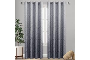 DWCN Blackout Curtains Color Gradient Gradually Changed Decorative Ring Top Eyelet Window Elegance for Bedroom Livingroom Nursery Room 2 Panels,55" Wx85 L Grey