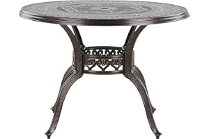 BELIANI Stół ogrodowy ciemnobrązowy aluminiowy okrągły otwór na parasol ø 102 cm Salento