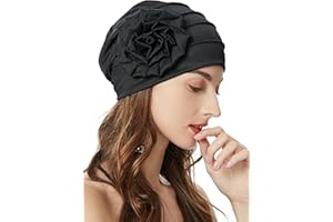 ZLYC Cappello turbante da donna con fiore chemioterapia copricapo elastico