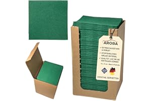 Aroba 100 Tovaglioli Per Coctail In Airlaid In Simil-tessuto 20 x 20 cm Piegatura 1/4 In 21 Colori Per Matrimoni Compleanni Bar Discoteche Hotel Catering Verde