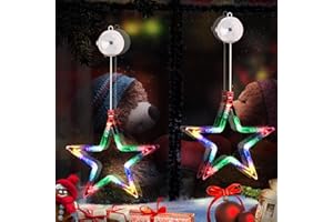 ‎QEDERTEK Qedertek LED Sterne Weihnachtsbeleuchtung, 2 Stück 10 LED Fenster Lichterkette Batteriebetriebene mit Timer, Saugnäpfe, Bunt Lichtervorhang Innen für Weihnachten Deko, Balkon, Party, Hochzeit
