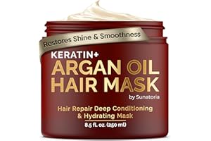 SUNATORIA NEW Argan Moroccan Oil Hair Mask + Keratin Hair Treatment - Hair Conditioner for Dry, Damaged, Frizzy Hair & Split End - Deep Conditioning Hair Treatment & Repair Hair Care