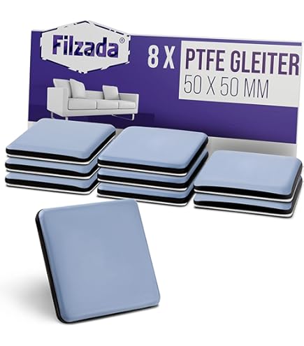 Filzada® 8x Teflon glijders zelfklevend - 70 x 19 mm (vierkant) - professionele meubelglijders