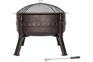 La Hacienda Brava Ø 80 cm Feuerkorb - Feuerkorb für den Garten - Feuertonne & Feuerstelle - Feuerschale Feuerkorb aus stabilem Stahl - Mit Grillrost & Schürhaken zum Kochen - 80x80x72 cm