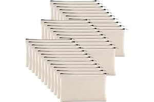 Yarlung 32 Pack Canvas Zipper Pouch,20.3cm x 12.7cm Blank DIY Craft Pen Pencil Case Multipurpose Makeup Bags for Cosmetic, Invoice Bill, Travel Toiletry, Black Zippers