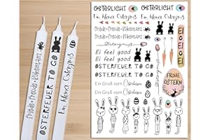 MY SWEETHEART Kerzentattoos Ostern A4 Wasserschiebefolie Kerzen Tattoo rub ons Kerzenfolie Frühling Kerzentattoo Kerzensticker Kerzenaufkleber für Stabkerzen weiß Kerze mit Spruch rub on sticker Osterlicht