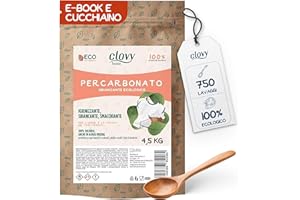 CUBEX PROFESSIONAL Percarbonato di Sodio Puro 4,5 Kg / 750 Lavaggi – Sbiancante e Smacchiatore Naturale – Azione Smacchiante, Sbiancante, Igienizzante e Antimuffa – Ebook + Cucchiaino in Legno OMAGGIO