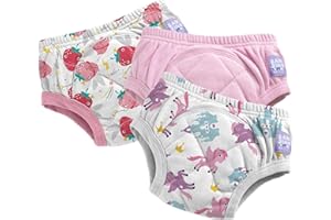 Bambino Mio, Mutandine di Apprendimento Riutilizzabili, Confezione da 3, 3-4 Anni, Unicorni Rosa alla Fragola - Lavabili, Ricamo a Punto Croce, Marchio Britannico Premiato