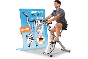 ‎SPORTPLUS SportPlus Heimtrainer Fahrrad klappbar - Hometrainer Fahrrad klappbar - extra leiser Heimtrainer für zuhause - Indoor Bike Platzsparend & Faltbar Fitnessbike App kompatibel