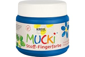 KREUL 28104 - Mucki leuchtkräftige Stoff - Fingerfarbe, 150 ml in blau, auf Wasserbasis, parabenfrei, glutenfrei, laktosefrei und vegan, optimal für die Anwendung mit Fingern und Händen