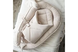 ‎PALULLI PaLulli® Set 2in1 Babynest und Einschlagdecke, 100% Musselinn, Baby Nestchen Set, Babynestchen - Baby Erstausstattung Babynestchen Neugeborene, Babynester Junge - mädchen (Beige)