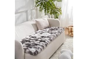 COZY KISS Faux Fur Sofa Cover for Dogs Washable, Ultra Soft Pet Couch Cover for Car Seat Protector, Liquid Pee Proof Cat Mat, Pad for Dresser Top, Anti-Slip, Fuzzy, 70x177cm, Tie-Dye Grey
