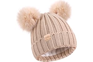 Tontuland Kinder Winter Beanie Mütze Warme Skimützen mit Bommel Fleece gefüttert Kinder Strickmütze für Jungen Mädchen