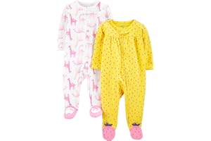 Simple Joys by Carter's Tutina con Piede in Pile Bimba, Pacco da 2