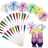 Bymivofun 100 Fireworks Sticks Palm Trees Mini Drink Picks Decorations 6 Colors for Fruits Cake Wedding Bar Birthday Party