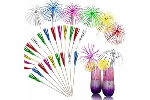 Bymivofun 100 Palillos de Fuegos Artificiales, Palmeras, Mini selecciones de Bebidas, Decoraciones de 6 Colores, para Frutas, Pasteles, Bodas, Bares, Fiestas de cumpleaños