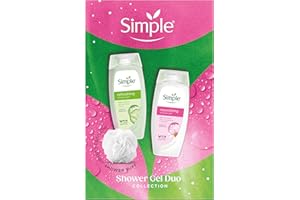 Simple Shower Gel Duo Collection Gift Set with two shower gels and a luxury shower puff perfect gifts for her 2 piece
