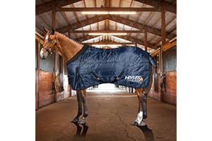 Horses, Coperta per Box Invernale per Cavallo Thermo 350gr, Imbottita, Morbida e Comoda, con Girocollo e Copricoda Anti Affaticamento
