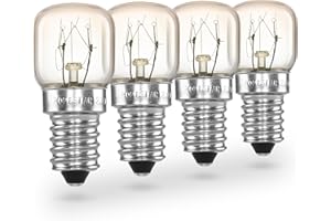 POPPSTAR Lampada per forno E14 15W resistente al calore fino a 300 gradi (2700K bianco caldo, 85lm, T22), confezione da 4